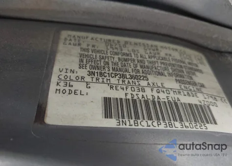 2011 Nissan Versa 1.8S z USA, uszkodzony, nr VIN 3N1BC1CP3BL360225